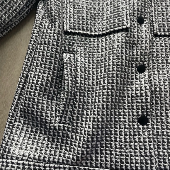 Tibi Woven Houndstooth Black White Coated Jacket Pointed Collar Sample - Picture 3 of 15